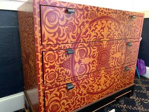Red and Gold Patterned Chest