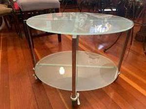Chrome and glass tables