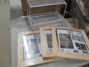 lot 123 image: 3 - 12x12 inch Wood Frames, Wire Ba...