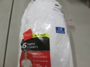 lot 172 image: Pk of Hanes Mens Large White tshir...