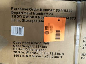 Husky 72 in. H x 30 in. W x 18 in. D Steel Tall Garage Cabinet not used