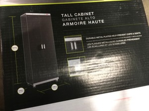 FastTrack 28.85 in. W x 84.87 in. H x 21 in. D Garage Tall Freestanding Cabinet in Laminate Black not used
