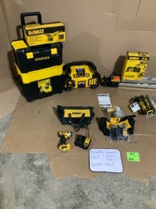 ASSORTED DEWALT TOOLS & TOOL CARTS PLUS OUTDOOR DEWALT BLOWER SEE PICS