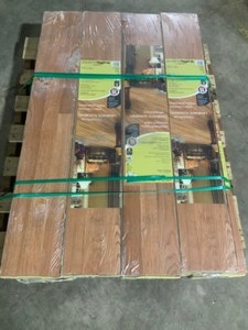 8 cases of TrafficMaster Gladstone Oak 7 mm Thick x 7-23 in. Wide x 50-45 in. Length Laminate Flooring (24.24 sq. ft.  Case) Not used see pics
