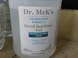 lot 239 image: 1 Gallon Dr Mcks Hand Sanitizer Ge...