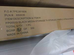 lot 250 image: Black Media Storage TV Stand elect...