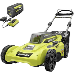 lot 55 image: RYOBI 20 in. 40-Volt Brushless Lithium-Ion Cordless Battery Walk Behind Push Lawn Mower 6.0 Ah BatteryCharger Included