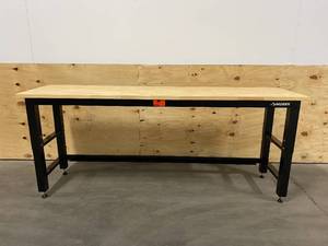 lot 104 image: HUSKY 8 ft. Adjustable Height Solid Wood Top Workbench
