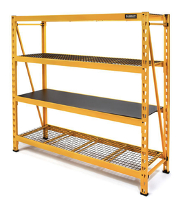 lot 64 image: DEWALT Yellow 4-Tier Steel Garage Storage Shelving Unit (77 in. W x 72 in. H x 24 in. D)
