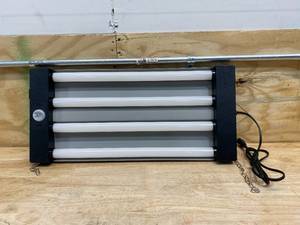 lot 71 image: COMMERCIAL ELECTRIC 2 ft. 55 Watt Equivalent Integrated LED BlackGray 4-Light Motion Control Garage Light, Bright White
