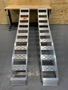 lot 105 image: CARGOSMART 12 in. W x 90 in. L 1500 lb. Capacity Aluminum Fixed S-Curve Ramp with Treads (2-Pack)