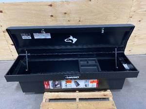 lot 108 image: HUSKY 71.36 Matte Black Aluminum Full Size Crossbed Truck Tool Box