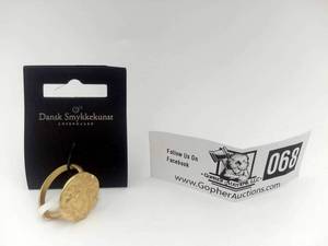lot 068 image: 2 Exclusive Dansk Copenhagen Gold Plated Adjustable Rings (New with Tags)