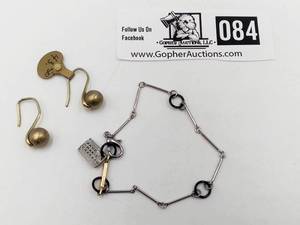 lot 084 image: Brass Earrings and Anne-Marie Chagnon Necklace Extension