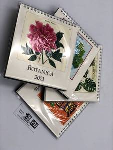 lot 290 image: Set of 2021 Cavallini & Co. Vintage Birds, Vintage Owl, Botanica, and House Plant Desk Calendars