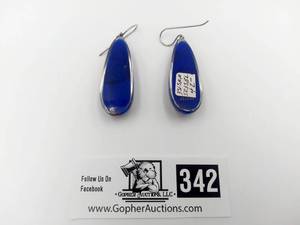 lot 342 image: ZSISKA Hand-Crafted Blue Resin Earrings, Brand New ($42 Value)