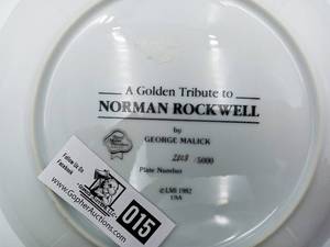 lot 015 image: Norman Rockwell- A Golden Tribute to Norman Rockwell Plate-Limited Edition Valued$30