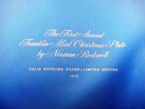 lot 019 image: Norman Rockwell - Second Annual Franklin Mint Christmas Plate-Solid Sterling Silver Limited Edition (Valued $325)
