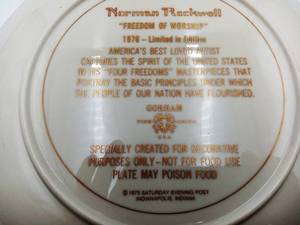lot 034 image: Norman Rockwell - Four Freedoms Series- Freedom of Worship Plate - Limited Edition (Valued 60)