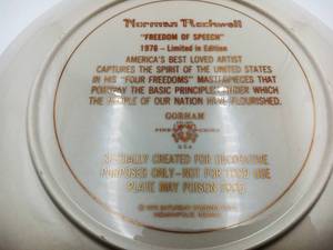 lot 035 image: Norman Rockwell - Four Freedoms Series- Freedom of Speech Plate - Limited Edition (Valued 60)