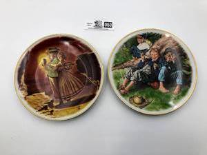 lot 060 image: Norman Rockwell-  First Smoke & Lost in a Cave- Adventures of Tom Sawyer Series Plates- Limited Edition (Valued  $50)