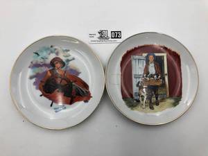 lot 073 image: Norman Rockwell Inspired Plates - Puppy Love &  The Adventurer Plates -Limited Edition (Valued  $50)