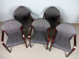 5 Stackable Wooden Guest Arm Chairs