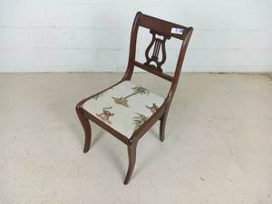 Antique Side Chair Dining Harp Back Curved Legs Pair (Valued  $850)