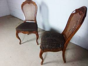 2 Antique Wood Carved Cane Back Dining Chairs (Valued  $1,200)