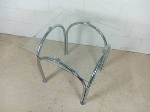 Modern Glass Top Metal End Table