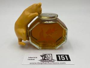 lot 151 image: Vintage 1979 Avon Perfume Curious Kitty Cat & Fish Bowl & Avon Roses Perfume