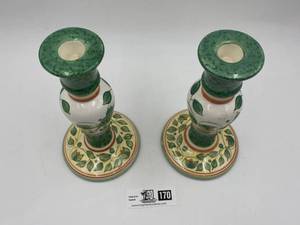 lot 170 image: French Quarter Pfalzgraff China Candlesticks
