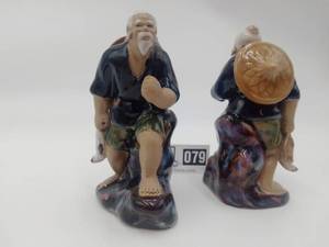 lot 079 image: Vintage Asian Fisherman Figurines