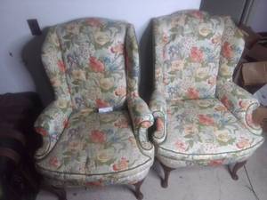 lot 198 image: Pair of Floral Armchairs