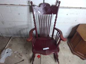 lot 208 image: Cherry Carved Rocking Chair