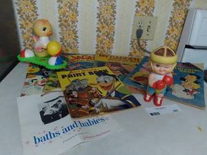 lot 302 image: Vintage Children Coloring Book & Collectible Toys Collection