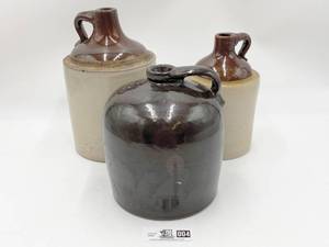 3 Rare Antique Beehive Stoneware Jugs