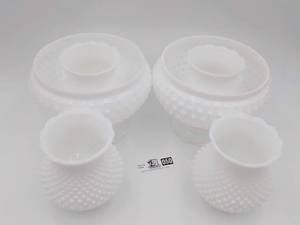 6 Vintage Milk Glass Hobnail Lamp Shades (Valued  $200)