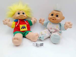 Vintage 1990s Russ Berrie Troll Kidz Buster Boy Doll & Baby Doll
