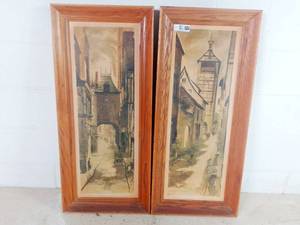 Vintage F. Yaworski Custom Framed European Landscape Prints