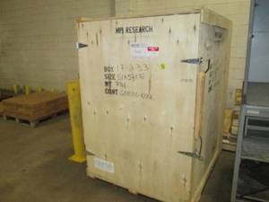 lot 3 image: Large Wood Shipping Crate With Hing...
