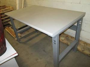 lot 6 image: Metal Base Work Table Top is 60 X...