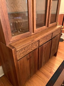 lot 2 image: Conant and Ball Mid Century Oak Display HutchCabinet