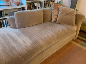 lot 19 image: Upholstered Chaise Lounge by Marge Carlson