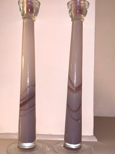 lot 28 image: Pair of Art Glass Style Candle Holders