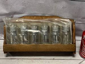 lot 41 image: Vintage Glass  Wood Spice Rack (unopened)