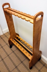 lot 63 image: Rolling Wooden Fishing Pole Rack