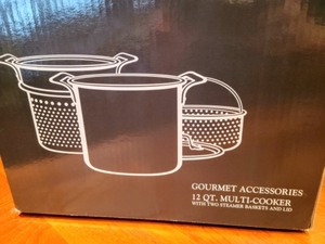 lot 75 image: All-Clad 12qt Multi Cooking Pot & Steamer Baskets
