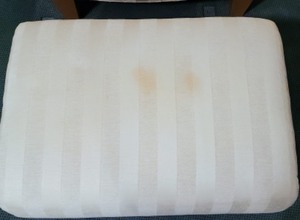 lot 88 image: Cream Striped Armchair and Ottoman