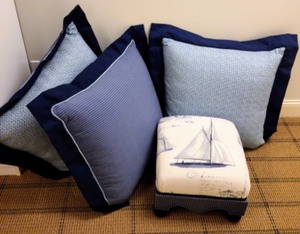 lot 93 image: Nautical Comforter, Ottoman and Large Decorative Pillows